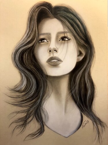 Schilderij getiteld "Untitled #19" door Ruqaya Alzaidy, Origineel Kunstwerk, Houtskool