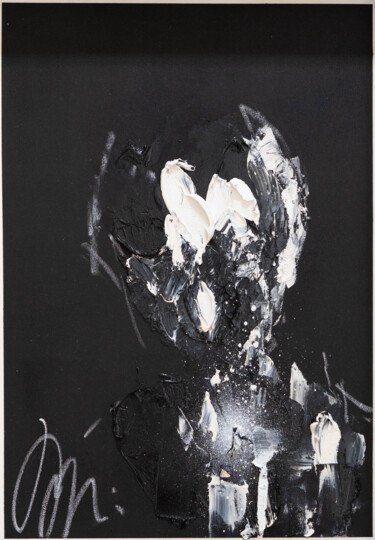 mirror series UNTITLED Portrait monochrome edition Pittura intitolato "mirror series UNTIT…" da Tomoya Nakano, Opera d'arte originale, Olio Montato su Cartone