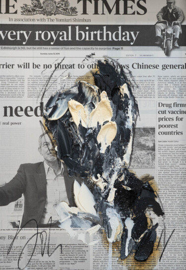 mirror series UNTITLED Portrait monochrome edition 绘画 标题为“mirror series UNTIT…” 由Tomoya Nakano, 原创艺术品, 油 安装在纸板上