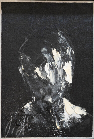 mirror series UNTITLED Portrait monochrome edition 绘画 标题为“mirror series UNTIT…” 由Tomoya Nakano, 原创艺术品, 油 安装在纸板上