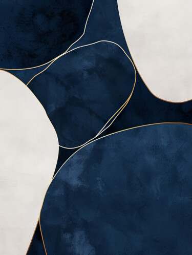数字艺术 标题为“Blue Gold Abstract” 由Bilge Paksoylu, 原创艺术品, AI生成的图像