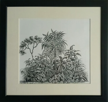 Enchanting Flora 绘画 标题为“Enchanting Flora” 由Hiran Sumith Fernando, 原创艺术品, 圆珠笔 安装在玻璃上
