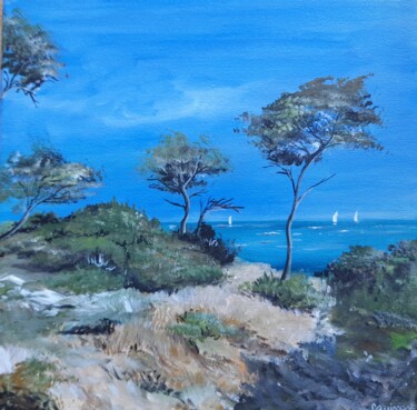 Peinture intitulée "vue sur la méditerr…" par Lise Buissart, Œuvre d'art originale, Acrylique