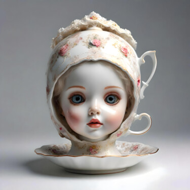 Arts numériques intitulée "La Petite Tasse" par Karine Garelli (Reds Robin), Œuvre d'art originale, Image générée par l'IA