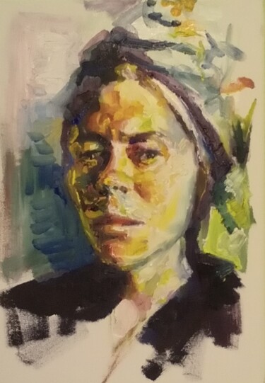 绘画 标题为“Woman portrait 693” 由Αθανασιος Ξαγαρας, 原创艺术品, 油 安装在木质担架架上