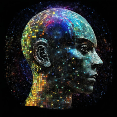 数字艺术 标题为“Face and Mosaic 1.5” 由Elmir Tatar, 原创艺术品, AI生成的图像