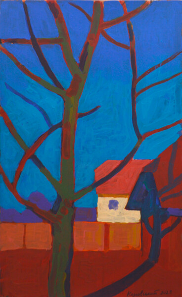 Peinture intitulée "Landscape with a wh…" par Mykola Kozlovskyi, Œuvre d'art originale, Acrylique