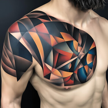「Homme tatoué sexy」というタイトルのデジタルアーツ Capriceによって, オリジナルのアートワーク, AI生成画像