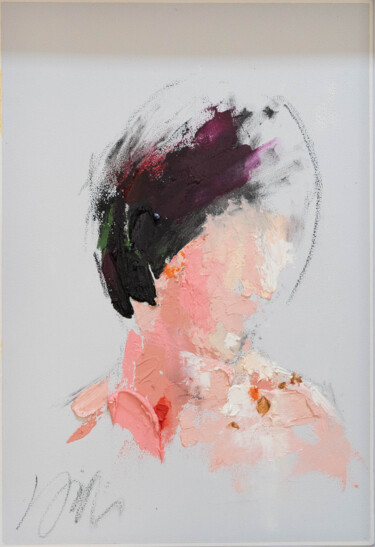 Title 'mirror series UNTITLED Portrait' Pittura intitolato "Title 'mirror serie…" da Tomoya Nakano, Opera d'arte originale, Olio Montato su Cartone