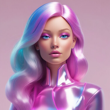 Digital Arts titled "Iridescent doll" by Caprice, Original Artwork, AI generated image