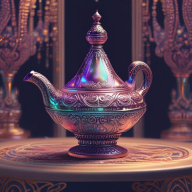 Magic lamp iridescent Arts numériques intitulée "Magic lamp iridesce…" par Caprice, Œuvre d'art originale, Image générée par l'IA