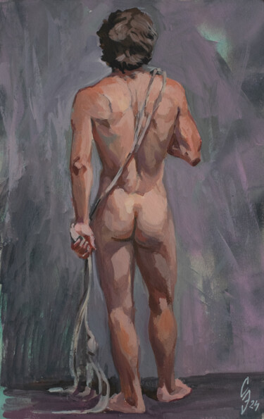 Malerei mit dem Titel "Lucas poses from th…" von Sergey Sovkov, Original-Kunstwerk, Acryl