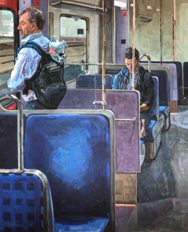 Картина под названием "Die Bahnfahrt" - Sebastian Lorenz, Подлинное произведение искусства, Акрил Установлен на Деревянная р…