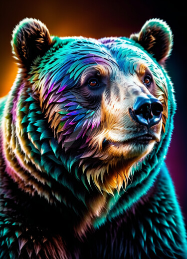 Digital Arts titled "Iridescent bear" by Caprice, Original Artwork, AI generated image