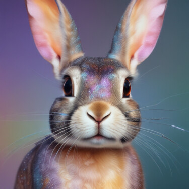 Digital Arts titled "Rabbit iridescent" by Caprice, Original Artwork, AI generated image
