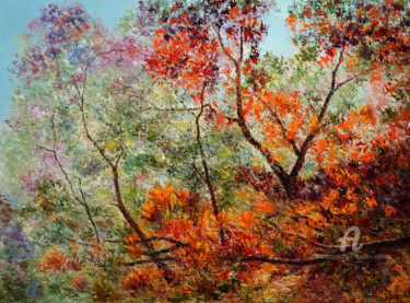 Autumn Tracery Pittura intitolato "Autumn Tracery" da Vladimir Volosov, Opera d'arte originale, Olio Montato su Telaio per barella in legno