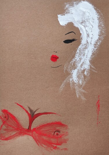 图画 标题为“Beauté en rouge” 由Olesya Nikolaeva, 原创艺术品, 墨