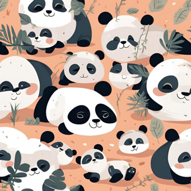 Digital Arts titled "pattern panda" by Caprice, Original Artwork, AI generated image