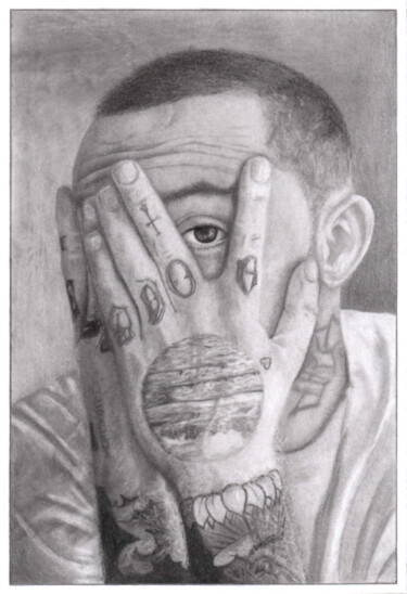 Disegno intitolato "Mac Miller" da Richard Steinbrecher, Opera d'arte originale, Grafite