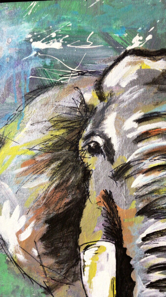 绘画 标题为“The Elephant In The…” 由Desmond Mukili, 原创艺术品, 丙烯
