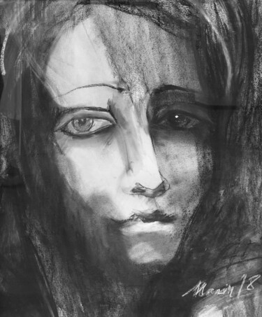 "Sadness" başlıklı Resim Marin tarafından, Orijinal sanat, Pastel Ahşap Sedye çerçevesi üzerine monte edilmiş