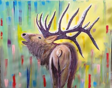 「Le brame du cerf」というタイトルの絵画 Claude Degretによって, オリジナルのアートワーク, アクリル