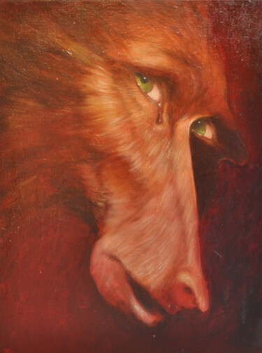 绘画 标题为“Cynocéphale 2” 由Bertrand Joliet, 原创艺术品, 油 安装在木质担架架上