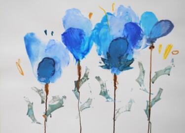 绘画 标题为“flores bleus puissa…” 由Antoine Voisin, 原创艺术品, 丙烯 安装在纸板上