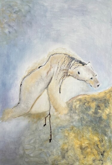 Peinture intitulée "ours affamé" par Isabelle Scheidt, Œuvre d'art originale, Huile Monté sur Châssis en bois