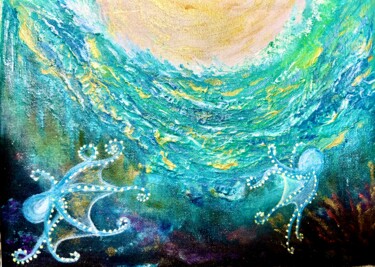 Painting titled "Submerged Symphony" by Dr. Priyanjalee Banerjee, Original Artwork, Acrylic