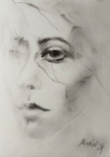 Drawing titled "I feel you" by Marin, Original Artwork, Pastel Mounted on Wood Stretcher frame
