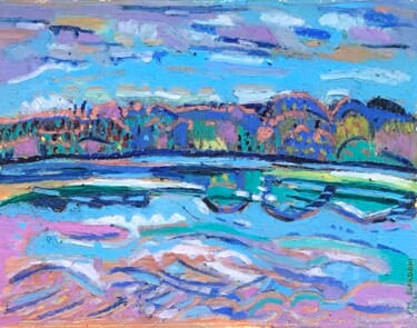 绘画 标题为“ETANG DES TIRELLES 3” 由Pierre-Marie Blardoni, 原创艺术品, 粉彩 安装在其他刚性面板上