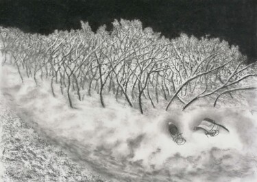 图画 标题为“LES SOULIERS” 由Yves Marie Teiller, 原创艺术品, 木炭