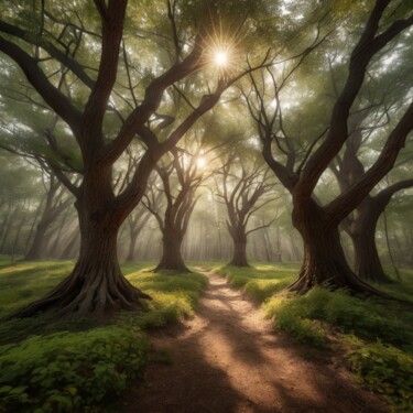 Digital Arts titled "Une foret magique" by Caprice, Original Artwork, AI generated image