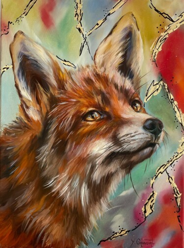 绘画 标题为“Le renard.” 由Yuliya Gransart, 原创艺术品, 油 安装在木质担架架上