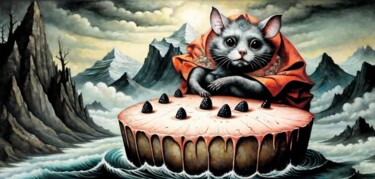 绘画 标题为“Purrfection Peaks” 由Alexandr Kuznetsov, 原创艺术品, 丙烯 安装在木质担架架上