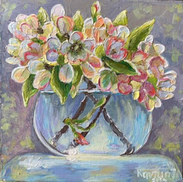 Ζωγραφική με τίτλο "Fruit blossoms" από Tetiana Kovtun, Αυθεντικά έργα τέχνης, Ακρυλικό Τοποθετήθηκε στο Ξύλινο φορείο σκελε…