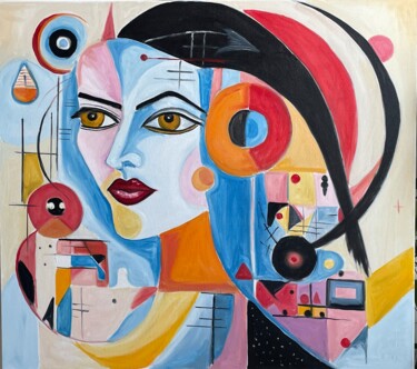 "Vibrant Essence: A Woman in Abstraction" 绘画 标题为“"Vibrant Essence: A…” 由Lena Logart, 原创艺术品, 油