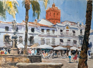 Peinture intitulée "Zafra - Via De La P…" par Vincent Monluc, Œuvre d'art originale, Aquarelle