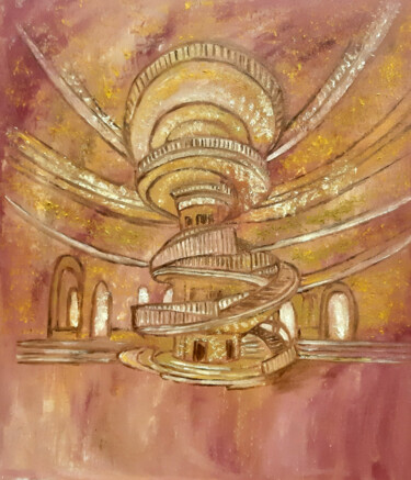 Architecture of the future #1 Peinture intitulée "Architecture of the…" par Poly, Œuvre d'art originale, Huile Monté sur Panneau de bois