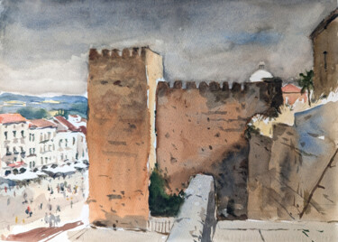 Peinture intitulée "Caceres - Via De La…" par Vincent Monluc, Œuvre d'art originale, Aquarelle