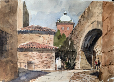 Ζωγραφική με τίτλο "Caceres - Via De La…" από Vincent Monluc, Αυθεντικά έργα τέχνης, Ακουαρέλα