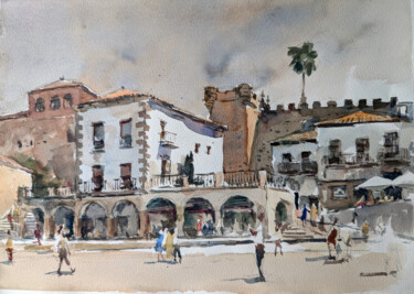 Peinture intitulée "Caceres - Via De La…" par Vincent Monluc, Œuvre d'art originale, Aquarelle