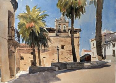 Ζωγραφική με τίτλο "Caceres - Via De La…" από Vincent Monluc, Αυθεντικά έργα τέχνης, Ακουαρέλα