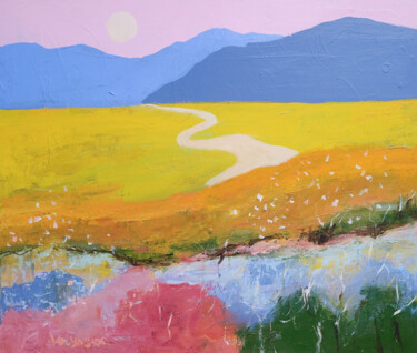Mountain Landscape Big Acrylic painting Malarstwo zatytułowany „Mountain Landscape…” autorstwa Natalya Volynska, Oryginalna praca, Akryl Zamontowany na Drewniana ra…