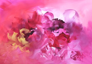 Painting titled "Blossoms In Pink" by Paresh Nrshinga F R S A, Original Artwork, Acrylic Mounted on Wood Stretcher frame