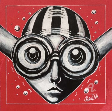 Peinture intitulée "L'Écouteur de Bulles" par Norel, Œuvre d'art originale, Acrylique