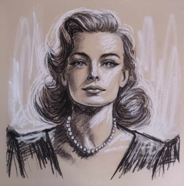 Disegno intitolato "Le collier de perles" da Norel, Opera d'arte originale, Grafite