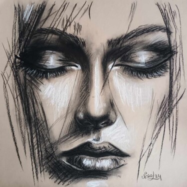 Tekening getiteld "Pause interieure" door Norel, Origineel Kunstwerk, Pastel