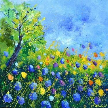 Peinture intitulée "Summer wild flowers…" par Pol Ledent, Œuvre d'art originale, Huile Monté sur Châssis en bois